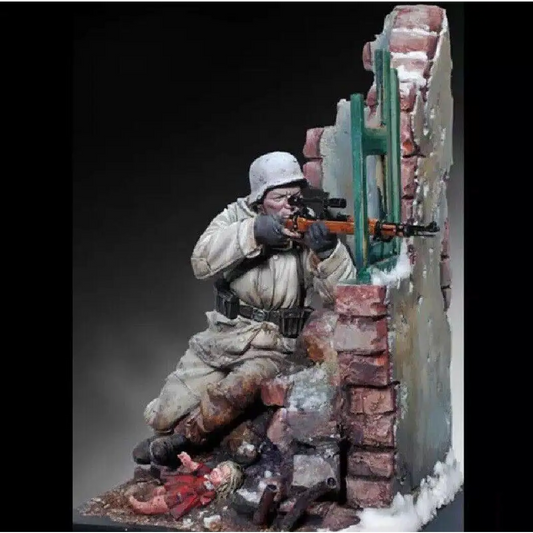 1/20 90mm Resin Model Kit German Sniper 1944 with Base WW2 Unpainted - Model-Fan-Store