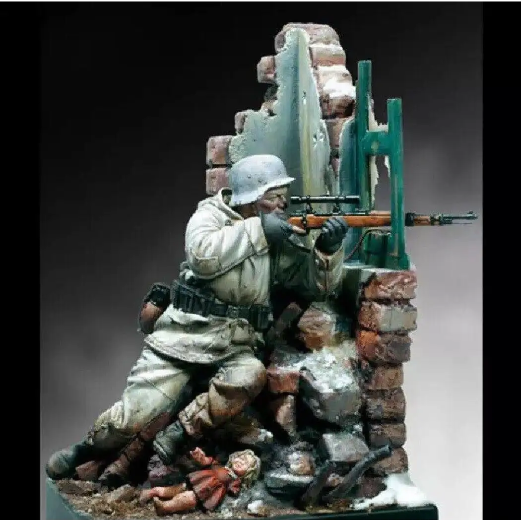 1/20 90mm Resin Model Kit German Sniper 1944 with Base WW2 Unpainted - Model-Fan-Store