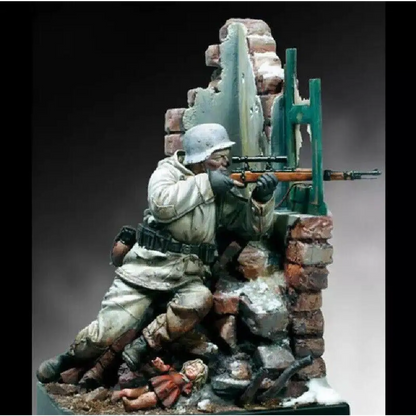 1/20 90mm Resin Model Kit German Sniper 1944 with Base WW2 Unpainted - Model-Fan-Store