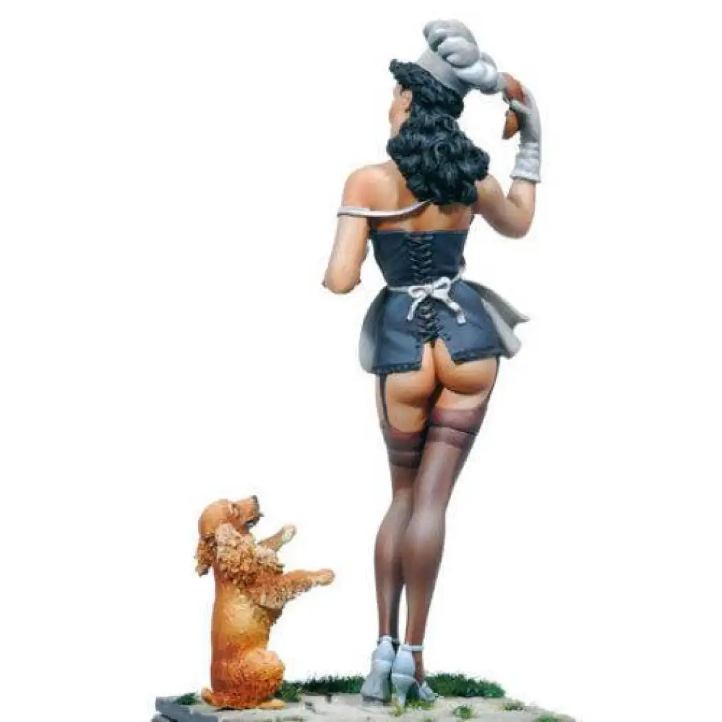 1/22 80mm Resin Model Kit Poker Beautiful Girl Cook and Dog Pin Up Unpainted - Model-Fan-Store