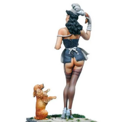 1/22 80mm Resin Model Kit Poker Beautiful Girl Cook and Dog Pin Up Unpainted - Model-Fan-Store