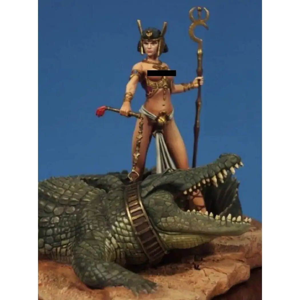 1/22 80mm Resin Model Kit Princess of Egypt with a Nile Crocodile Unpainted A28 - Model-Fan-Store