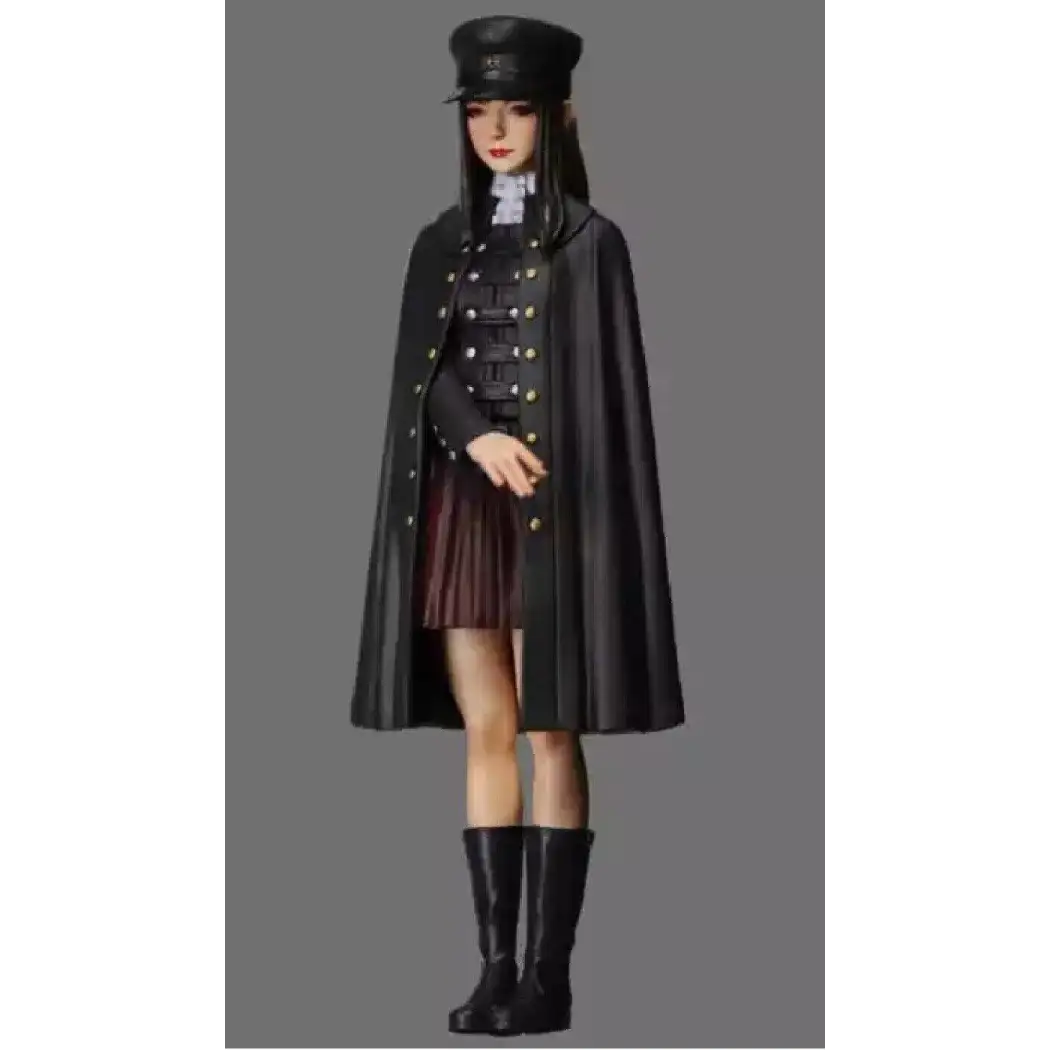 1/22 85mm Resin Model Kit Black Coat Beautiful Girl Winter Unpainted - Model-Fan-Store