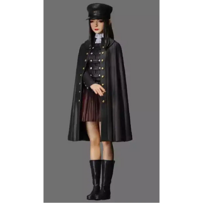 1/22 85mm Resin Model Kit Black Coat Beautiful Girl Winter Unpainted - Model-Fan-Store