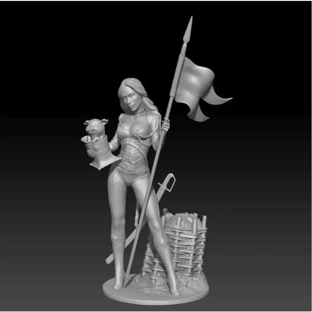 1/24 70mm Resin Model Kit Beautiful Girl French Soldier Unpainted - Model-Fan-Store