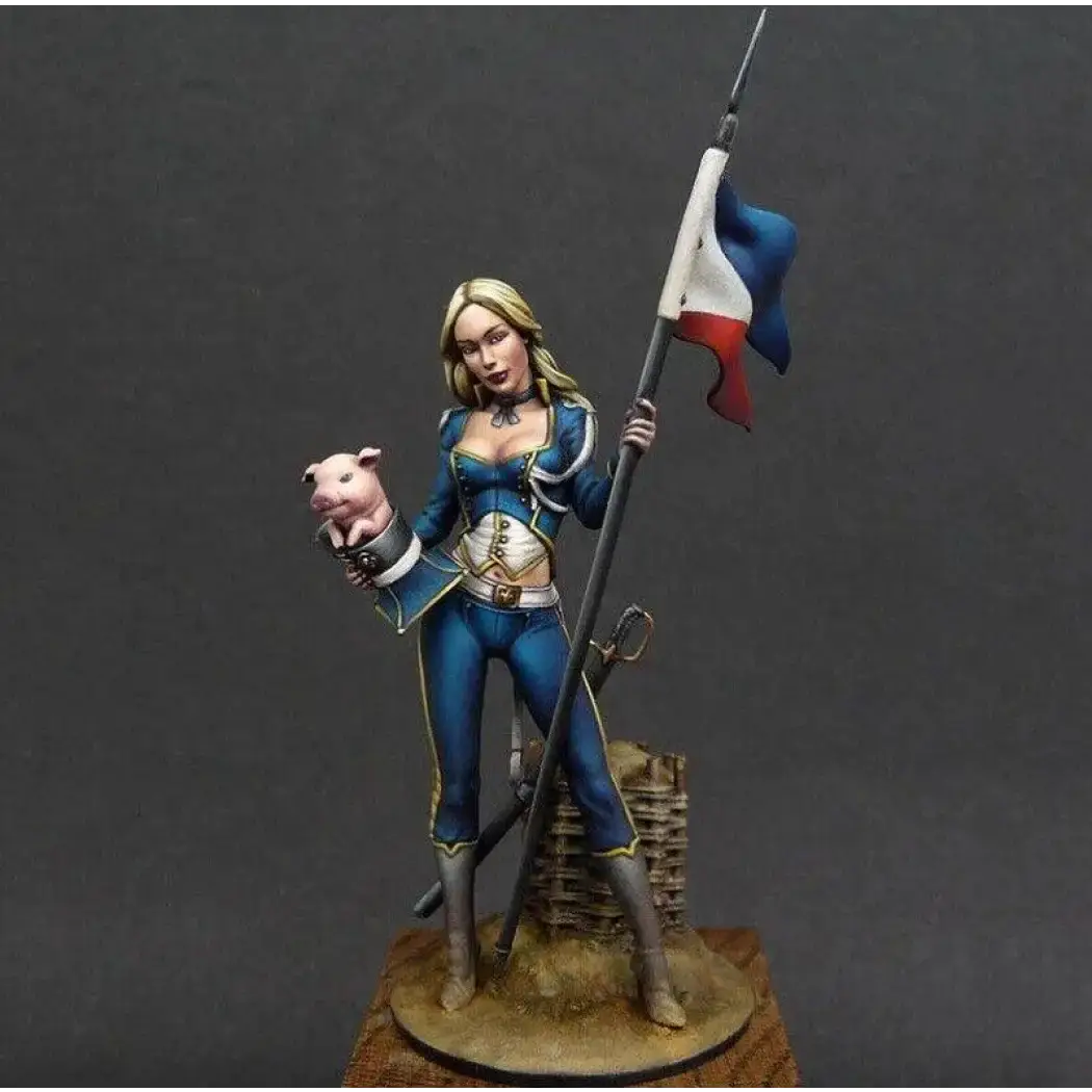 1/24 70mm Resin Model Kit Beautiful Girl French Soldier Unpainted - Model-Fan-Store