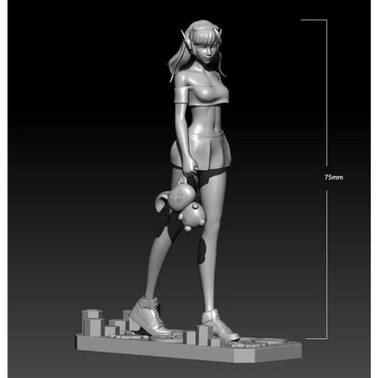 1/24 75mm 3D Print Model Kit Asian Beautiful Girl Elf Fantasy Unpainted - Model-Fan-Store