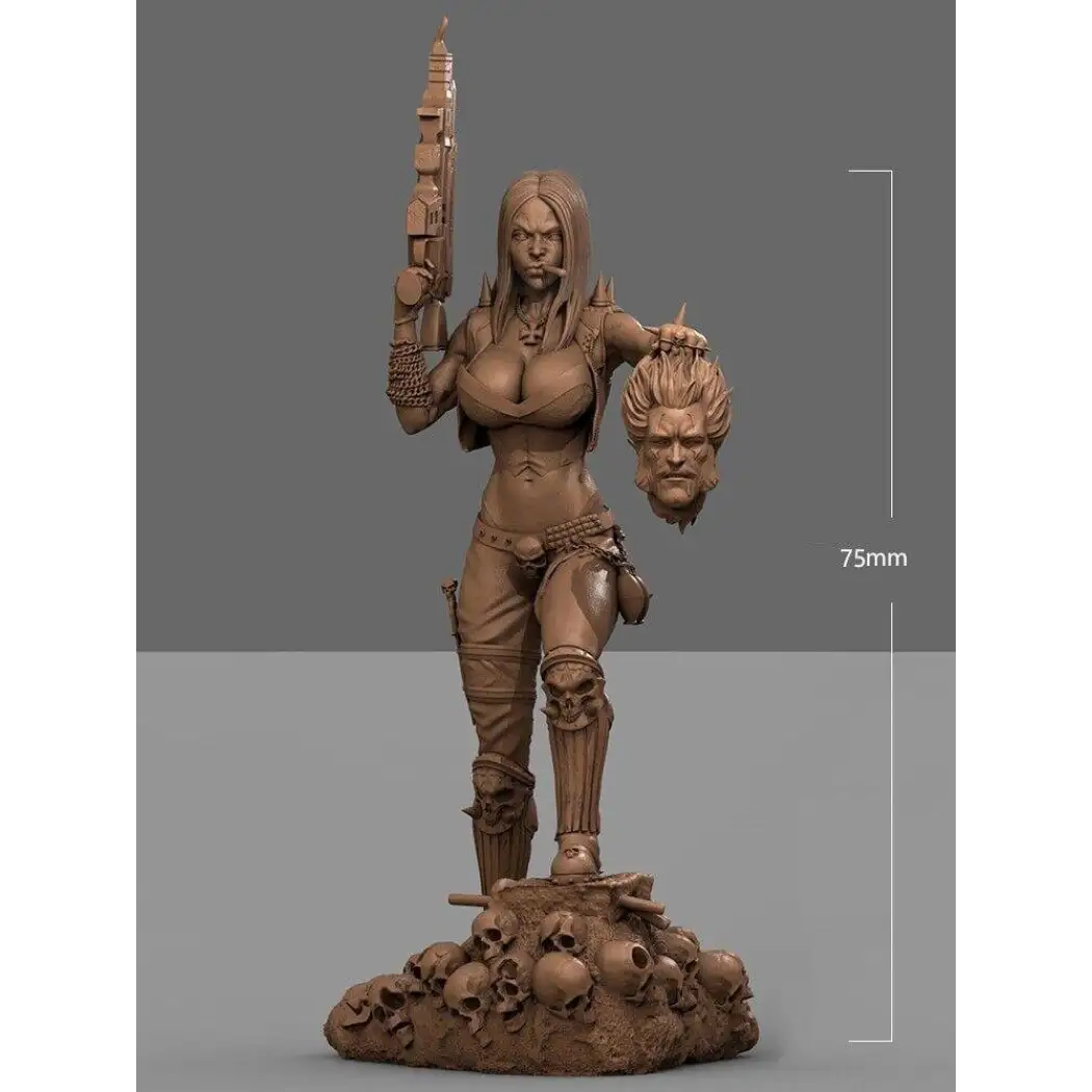 1/24 75mm 3D Print Model Kit Beautiful Girl Head Hunter Shooter Unpainted - Model-Fan-Store