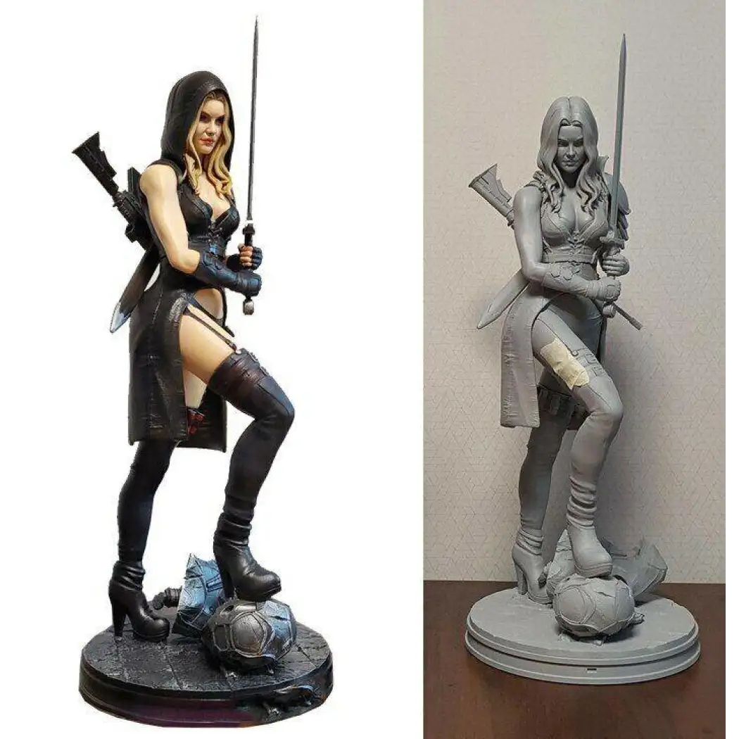 1/24 75mm 3D Print Model Kit Beautiful Girl Warrior Shooter Fantasy Unpainted - Model-Fan-Store