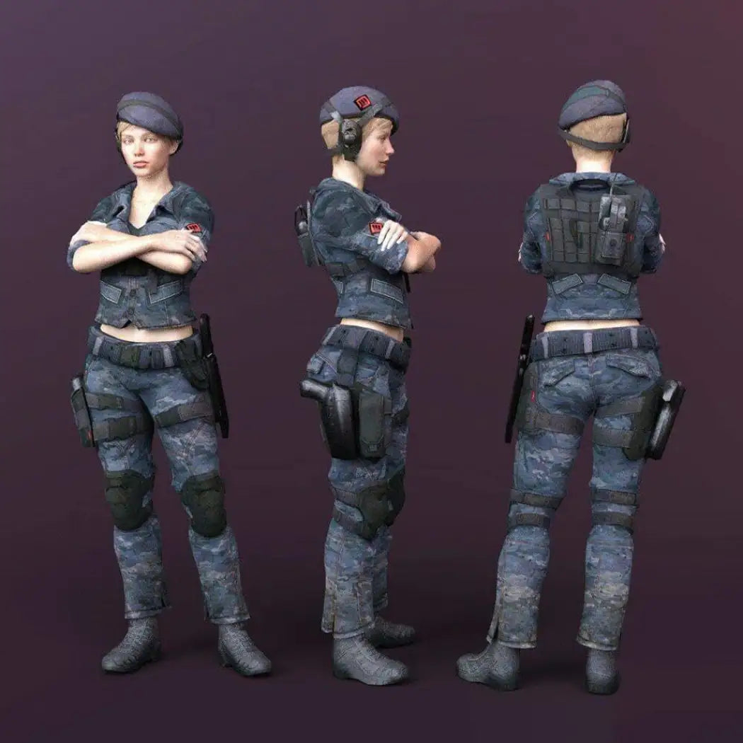 1/24 75mm 3D Print Model Kit Beautiful Girl Woman Soldier Unpainted - Model-Fan-Store