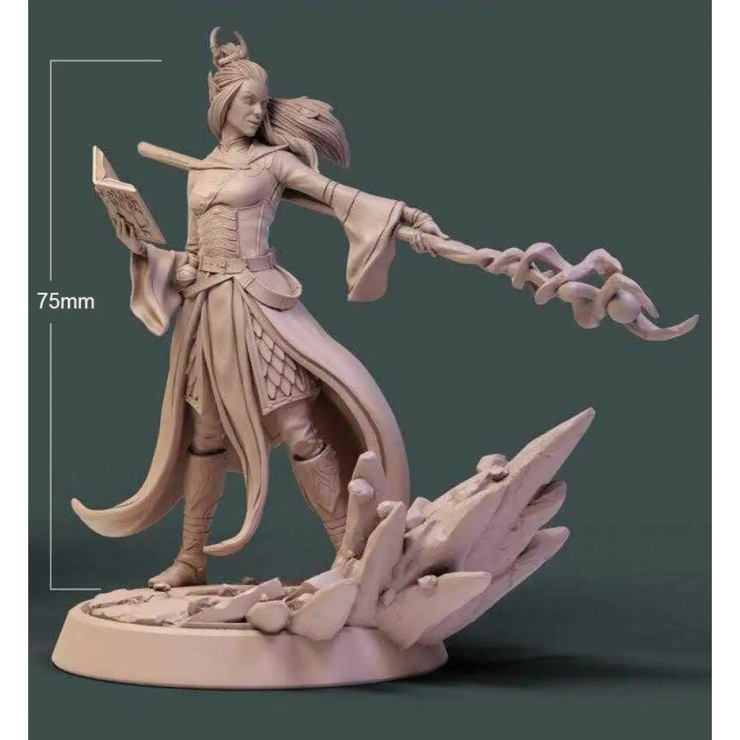 1/24 75mm 3D Print Model Kit Beautiful Girl Woman Sorceress Druid Unpainted - Model-Fan-Store