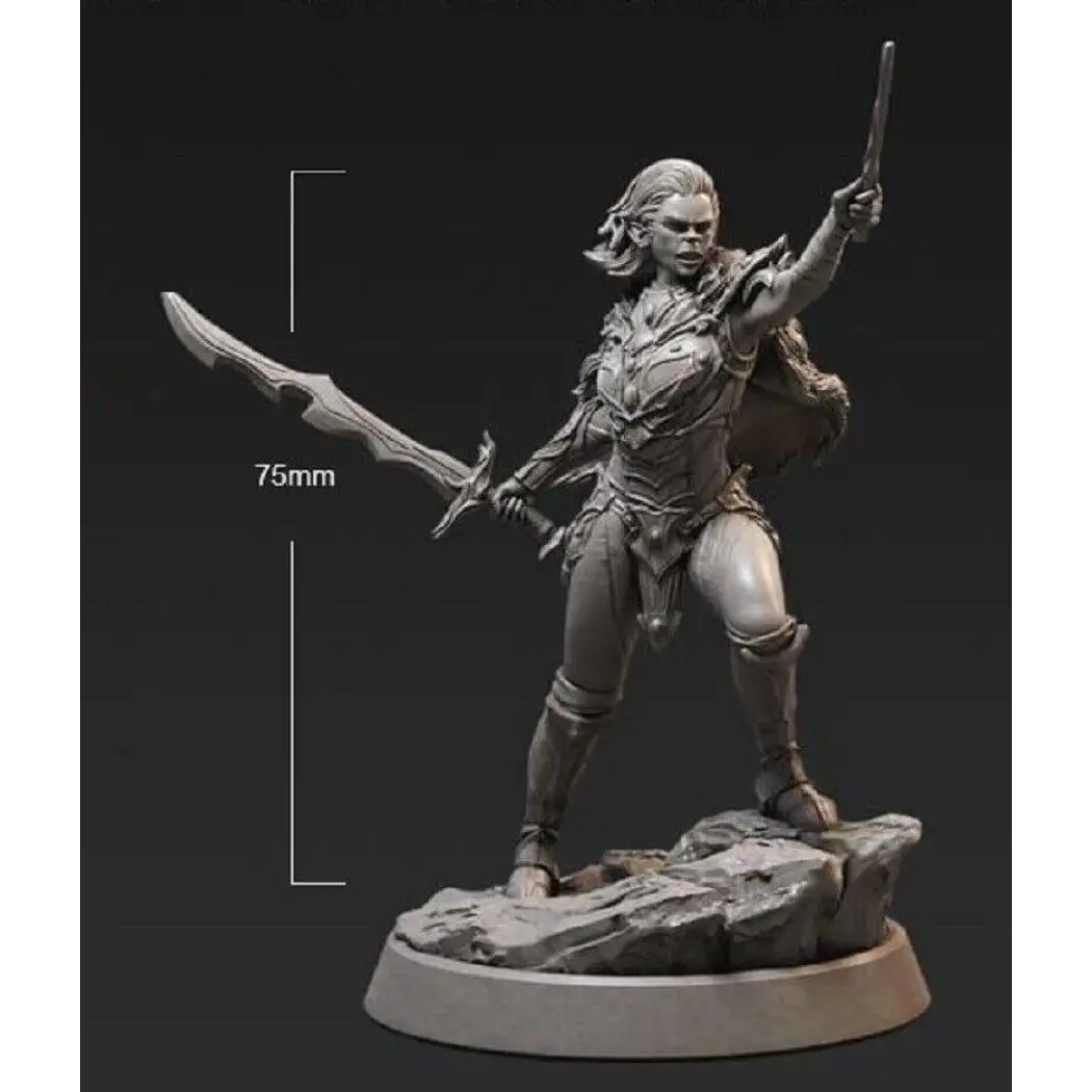 1/24 75mm 3D Print Model Kit Beautiful Girl Woman Warrior Orc Unpainted - Model-Fan-Store