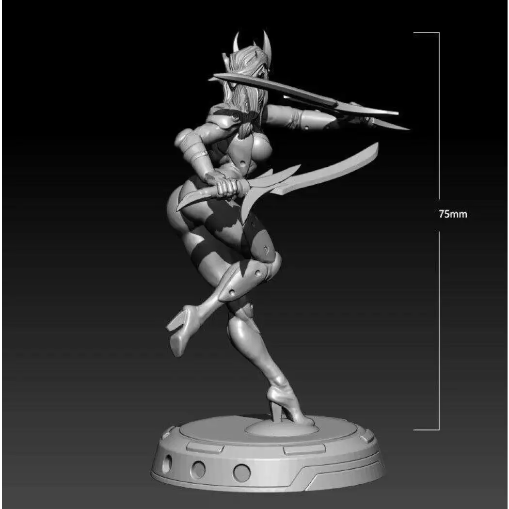 1/24 75mm 3D Print Model Kit Elf Girl Warrior Warcraft Unpainted - Model-Fan-Store