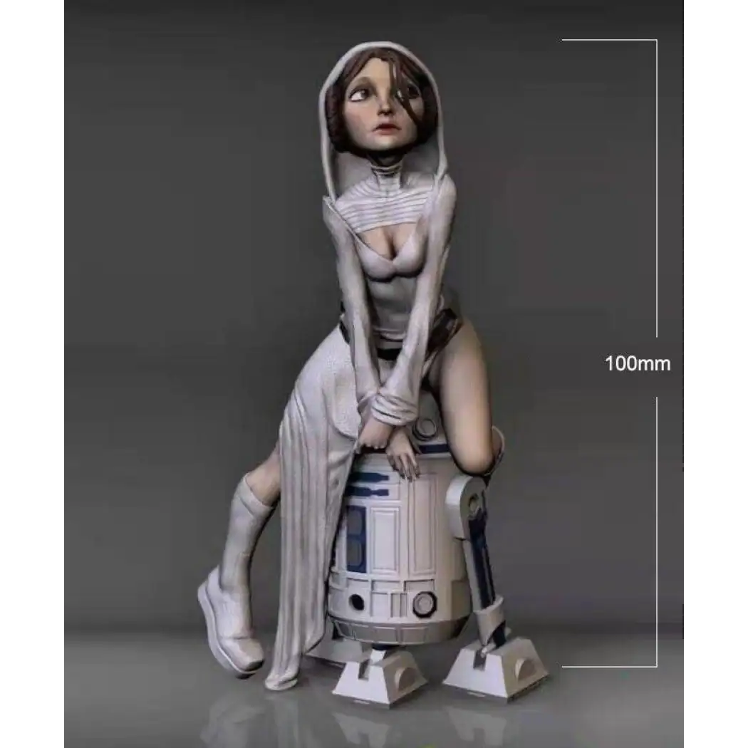 1/24 75mm 3D Print Model Kit Girl Star Wars Princess and R2-D2 Unpainted - Model-Fan-Store