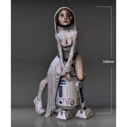 1/24 75mm 3D Print Model Kit Girl Star Wars Princess and R2-D2 Unpainted - Model-Fan-Store