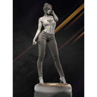 1/24 75mm 3D Print Model Kit Modern Beautiful Girl Singer Unpainted - Model-Fan-Store