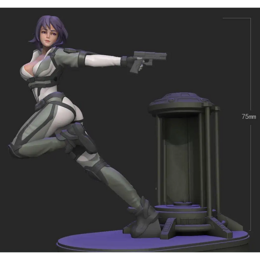 1/24 75mm 3D Print Model Kit Modern Beautiful Girl Spy Shooter Unpainted - Model-Fan-Store