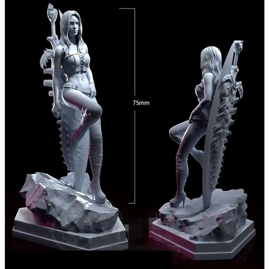 1/24 75mm 3D Print Model Kit Modern Beautiful Girl Woman Warrior Unpainted - Model-Fan-Store