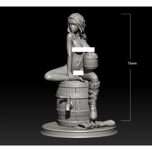 1/24 75mm 3D Print Model Kit Modern Nudes Beautiful Girl Barman Fantasy Unpainted XXX - Model-Fan-Store
