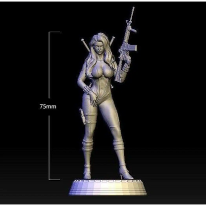 1/24 75mm 3D Print Model Kit Modern Shooter Beautiful Girl Woman Unpainted - Model-Fan-Store