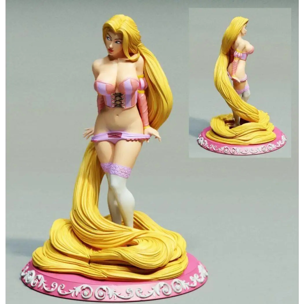 1/24 75mm 3D Print Model Kit Nudes Beautiful Girl Woman Rapunzel Unpainted - Model-Fan-Store