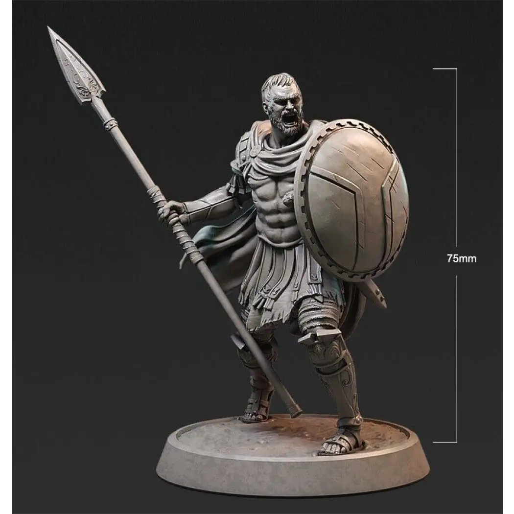 1/24 75mm 3D Print Model Kit Spartan Warrior Spearman Unpainted - Model-Fan-Store