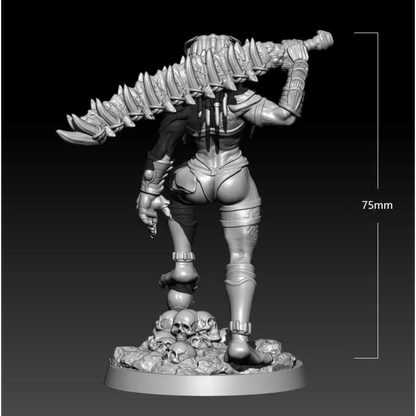 1/24 75mm 3D Print Model Kit Warrior Beautiful Girl Alien Fantasy Unpainted - Model-Fan-Store