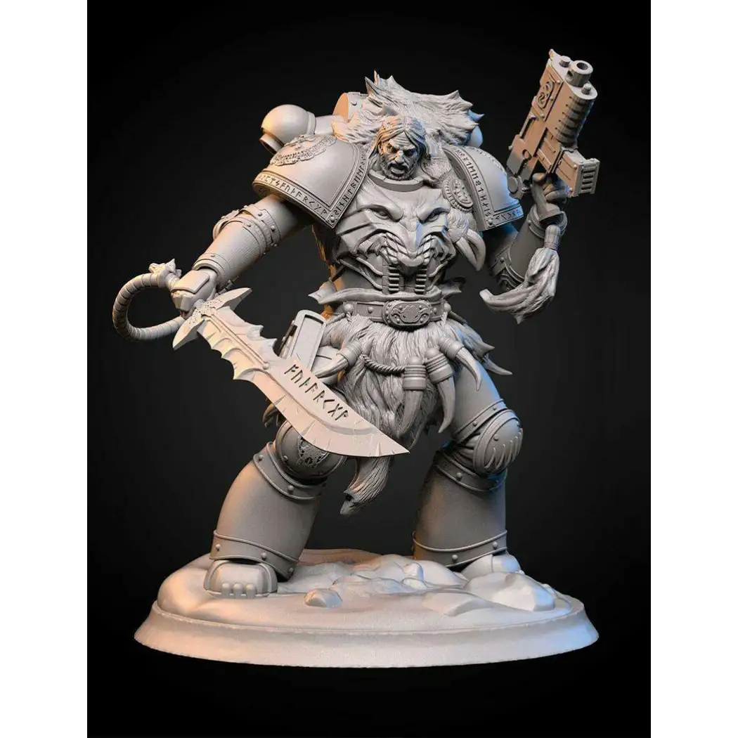 1/24 75mm 3D Print Model Kit Warrior Leader 40K Fantasy Unpainted - Model-Fan-Store