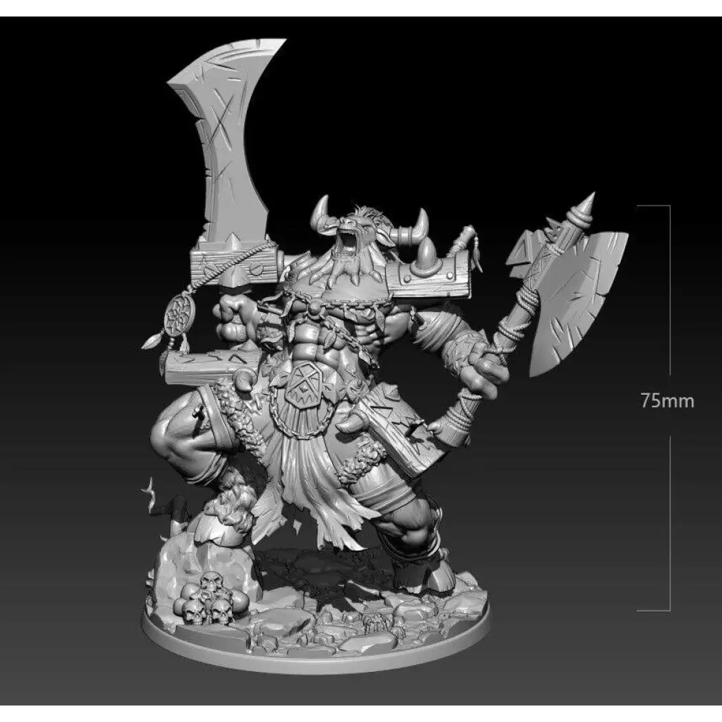 1/24 75mm 3D Print Model Kit Warrior Tauren Berserker Warcraft Unpainted - Model-Fan-Store