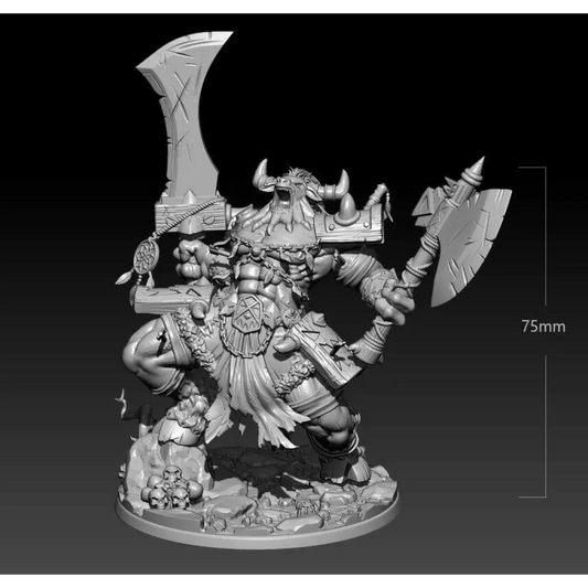 1/24 75mm 3D Print Model Kit Warrior Tauren Berserker Warcraft Unpainted - Model-Fan-Store