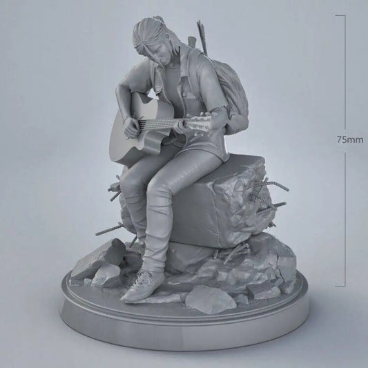 1/24 75mm 3D Print Model Kti Girl Ellie with a Guitar Fantasy Unpainted - Model-Fan-Store