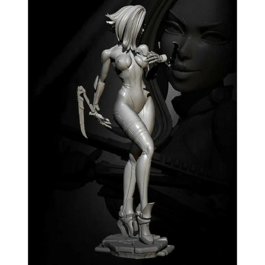 1/24 75mm 3D Print Resin Cyberpunk Model Kit Beautiful Girl Woman Unpainted - Model-Fan-Store