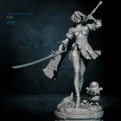 1/24 75mm Resin Cyberpunk Model Kit Asian Beautiful Girl Woman Unpainted - Model-Fan-Store