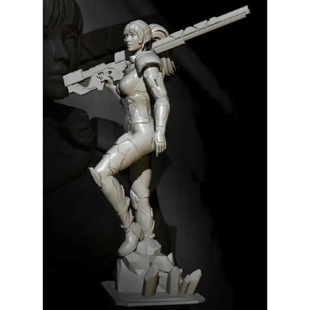 1/24 75mm Resin Cyberpunk Model Kit Space Beautiful Girl Shooter Unpainted - Model-Fan-Store