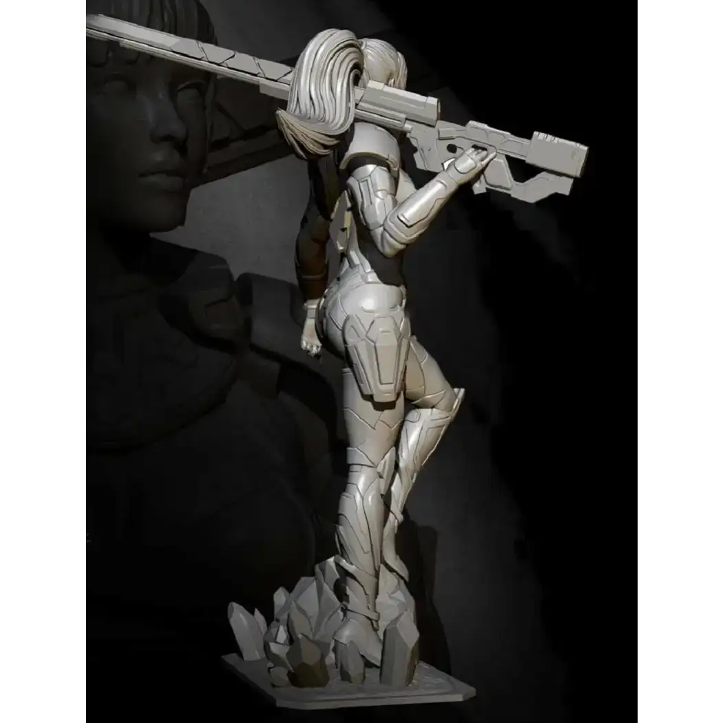 1/24 75mm Resin Cyberpunk Model Kit Space Beautiful Girl Shooter Unpainted - Model-Fan-Store