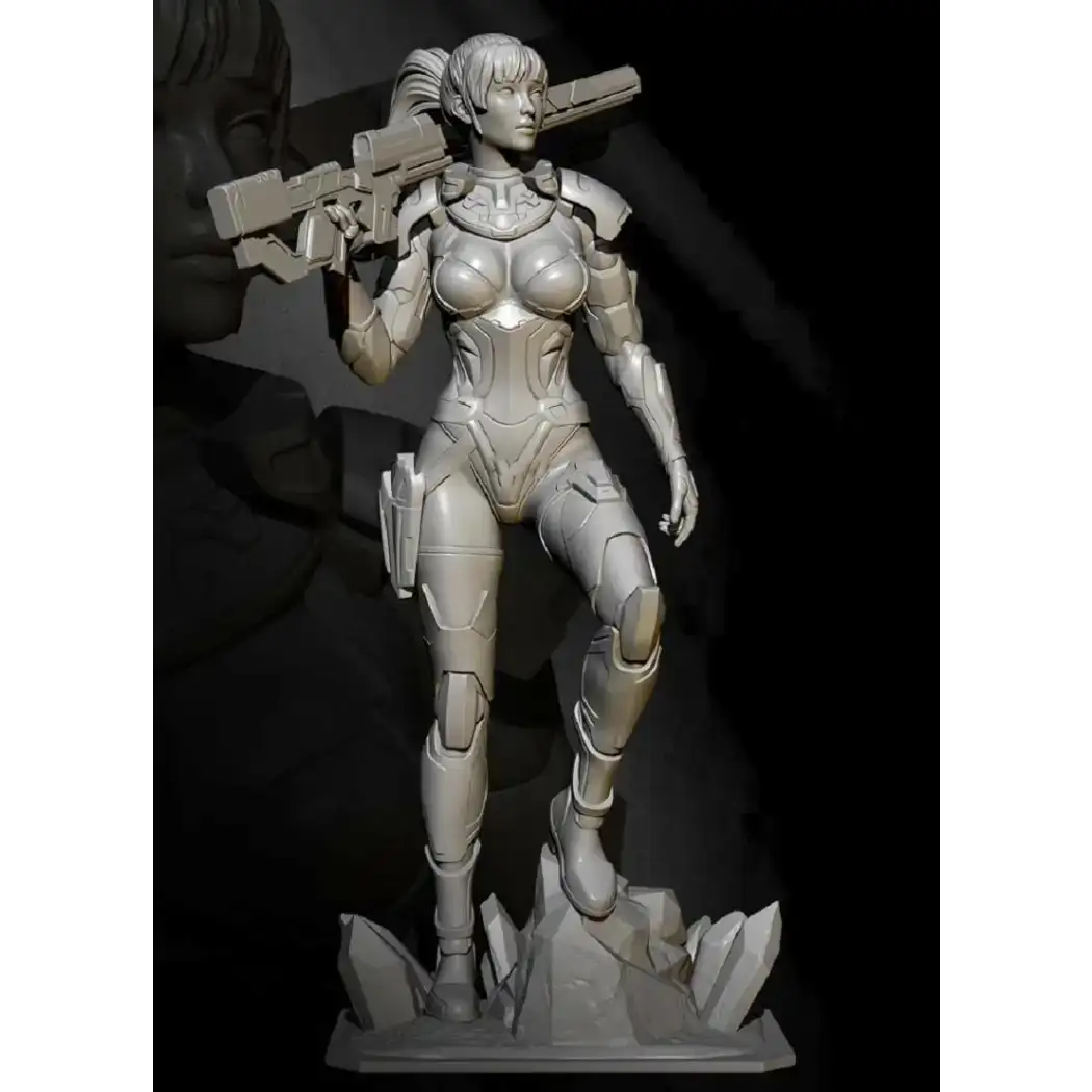 1/24 75mm Resin Cyberpunk Model Kit Space Beautiful Girl Shooter Unpainted - Model-Fan-Store