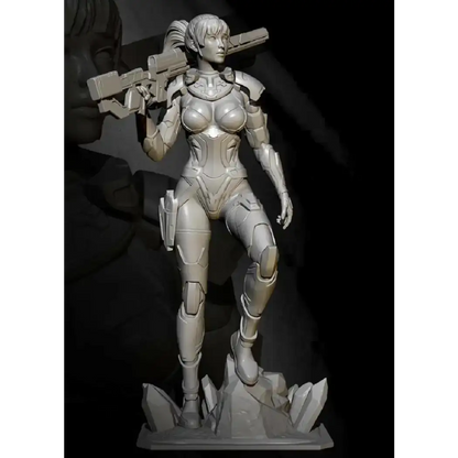 1/24 75mm Resin Cyberpunk Model Kit Space Beautiful Girl Shooter Unpainted - Model-Fan-Store