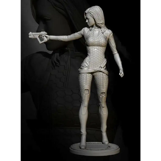 1/24 75mm Resin Cyberpunk Model Kit Space Beautiful Girl Shooter Unpainted XXX - Model-Fan-Store