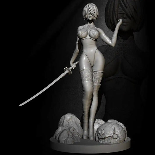 1/24 75mm Resin Model Kit Asian Beautiful Girl Woman Samurai Unpainted - Model-Fan-Store