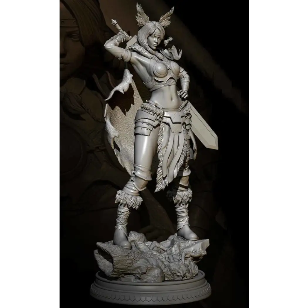 1/24 75mm Resin Model Kit Beautiful Girl Warrior Viking Barbarian Unpainted - Model-Fan-Store