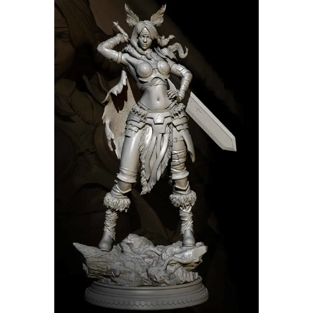 1/24 75mm Resin Model Kit Beautiful Girl Warrior Viking Barbarian Unpainted - Model-Fan-Store