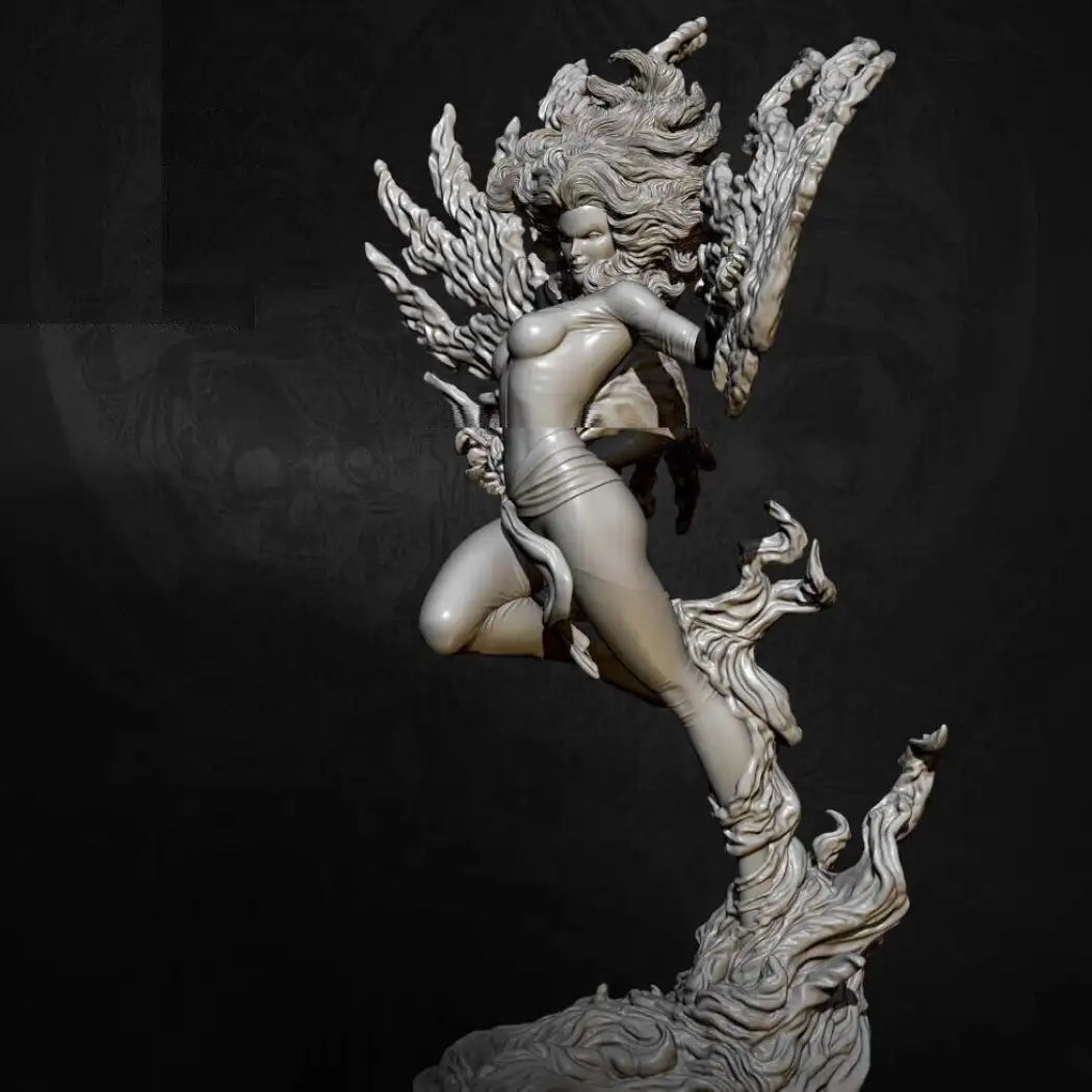 1/24 75mm Resin Model Kit Beautiful Girl Woman Fire Phoenix Fantasy Unpainted - Model-Fan-Store