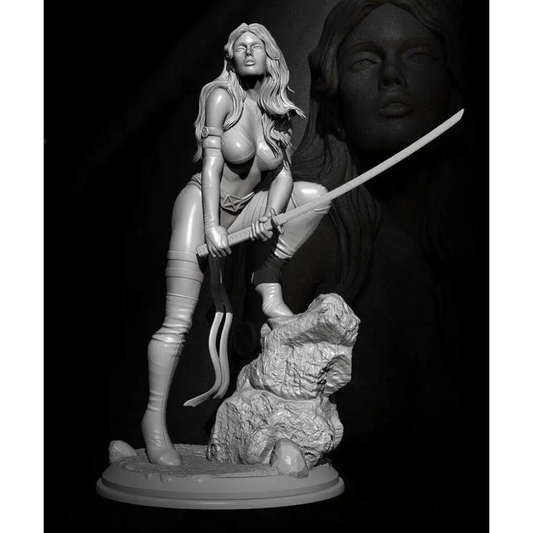 1/24 75mm Resin Model Kit Beautiful Girl Woman Warrior Samurai Unpainted - Model-Fan-Store