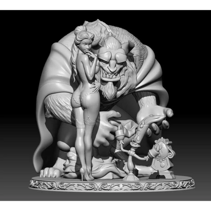 1/24 75mm Resin Model Kit Nudes Beautiful Girl Beauty and the Beast Unpainted - Model-Fan-Store