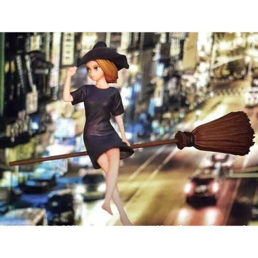 1/24 75mm Resin Model Kit Petty Witch With a Broom Girl Woman Unpainted - Model-Fan-Store