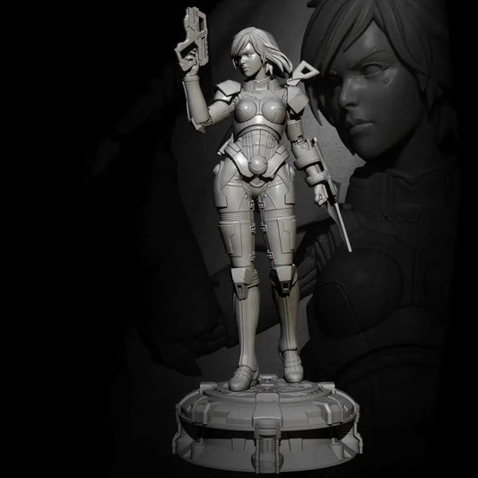 1/24 Resin Cyberpunk Model Kit Beautiful Girl Space Soldier Shooter Unpainted - Model-Fan-Store