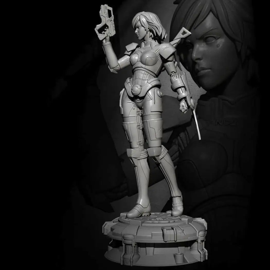 1/24 Resin Cyberpunk Model Kit Beautiful Girl Space Soldier Shooter Unpainted - Model-Fan-Store