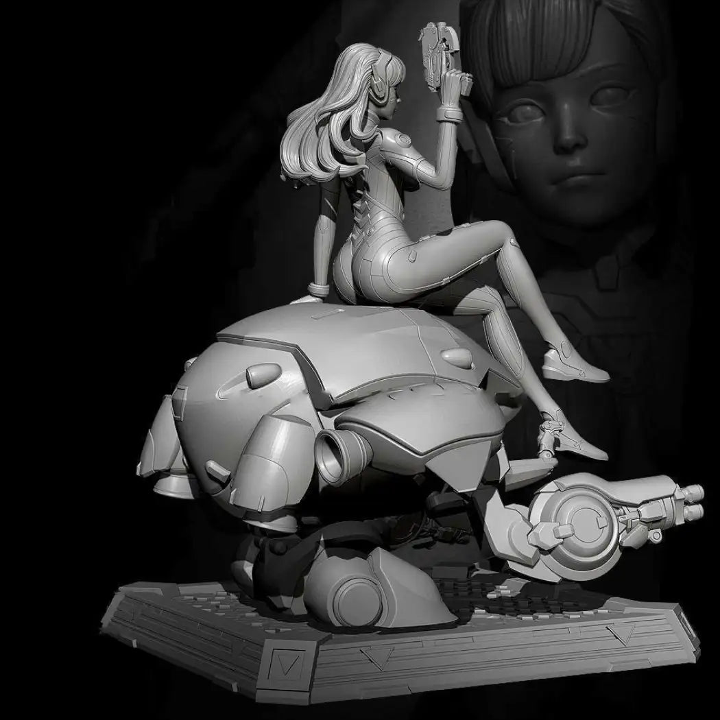 1/24 Resin Cyberpunk Model Kit Space Beautiful Girl and Robot Unpainted - Model-Fan-Store