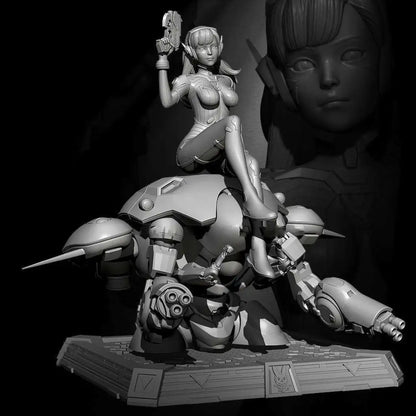 1/24 Resin Cyberpunk Model Kit Space Beautiful Girl and Robot Unpainted - Model-Fan-Store