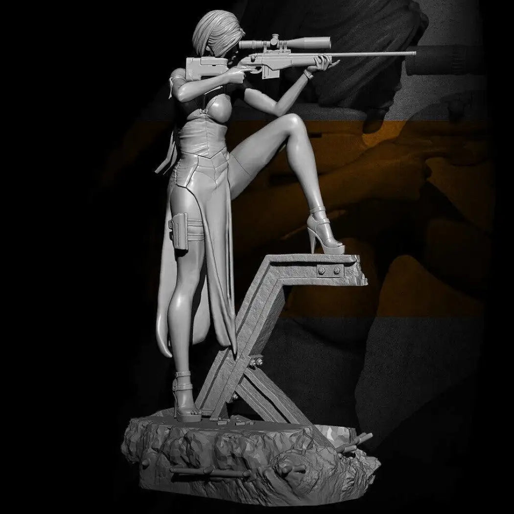 Model Kit Snippers 1/24 Resin Model Kit Asian Beautiful Girl Woman Sniper Shooter TD-2833 ...